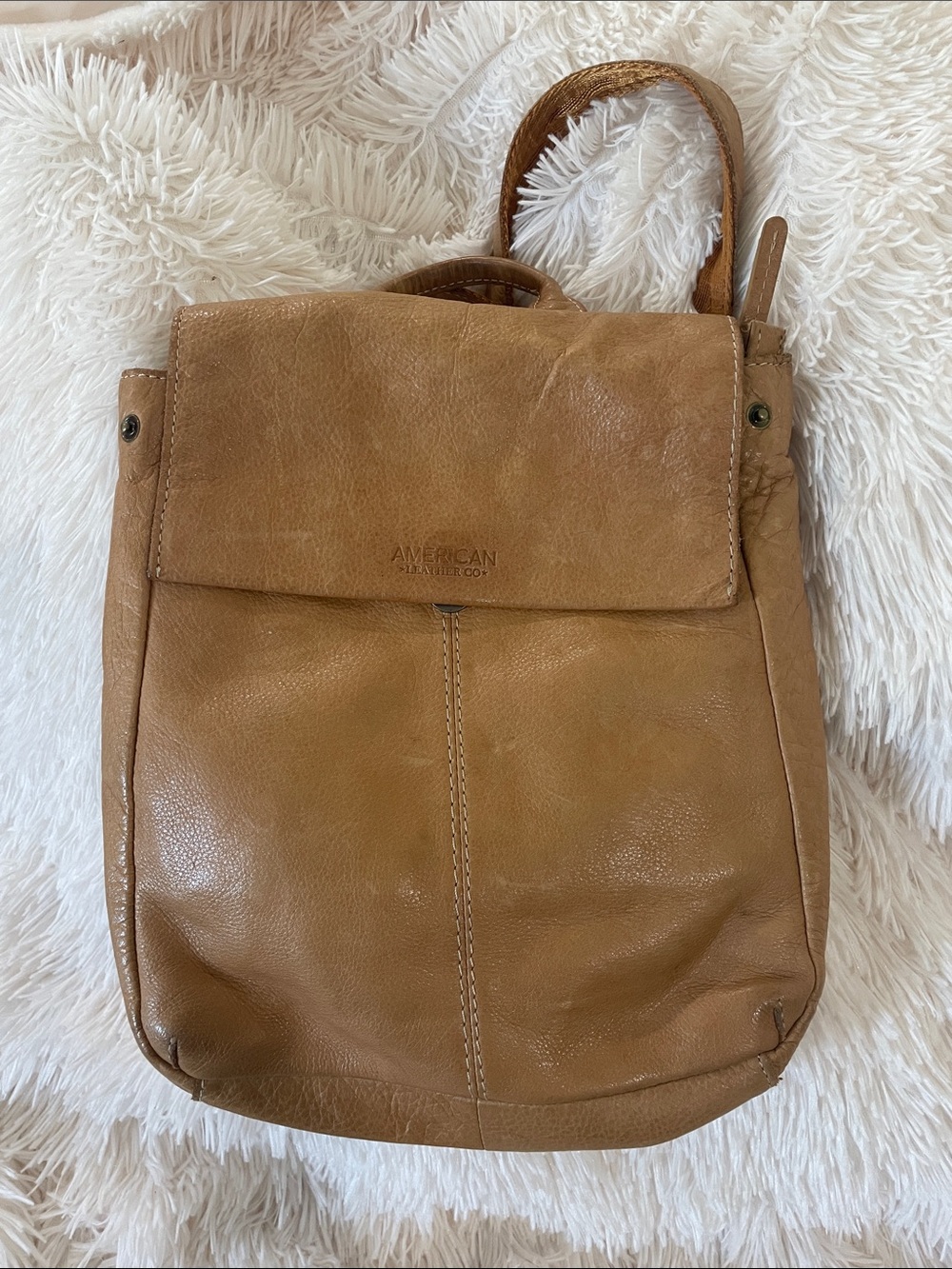 American Leather Co. Tan Leather Backpack Tote